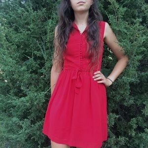 Macy’s red collared button-up dress